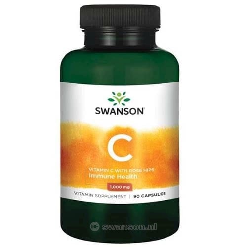 Levně Swanson Vitamin C + Extrakt z Šípků, 1000 mg, 90 kapslí