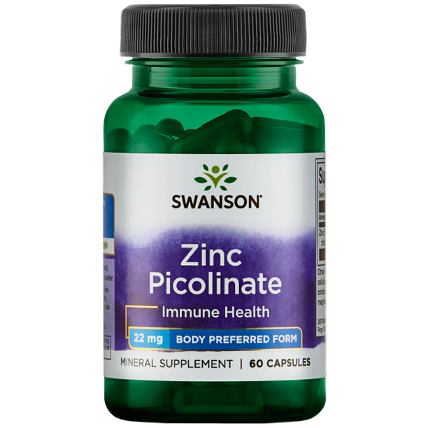Levně Swanson Zinc Picolinate, Zinek Pikolinát, 22 mg, 60 kapslí