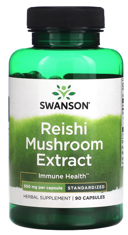 Swanson Reishi Mushroom Extract (Reishi extrakt), 500 mg, 90 kapslí