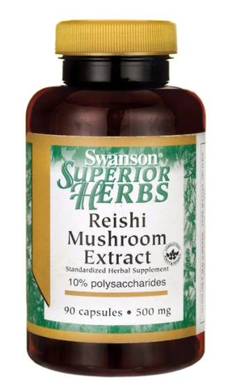 Levně Swanson Reishi Mushroom Extract (Reishi extrakt), 500 mg, 90 kapslí