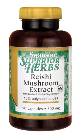 Swanson Reishi Mushroom Extract (Reishi extrakt), 500 mg, 90 kapslí