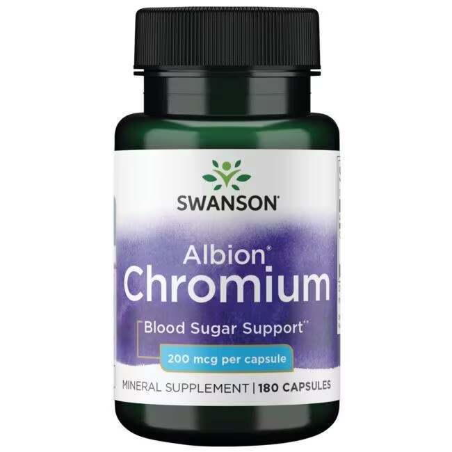 Swanson Chromium Chelated (chrom v chelátové vazbě), 200 mcg, 180 kapslí