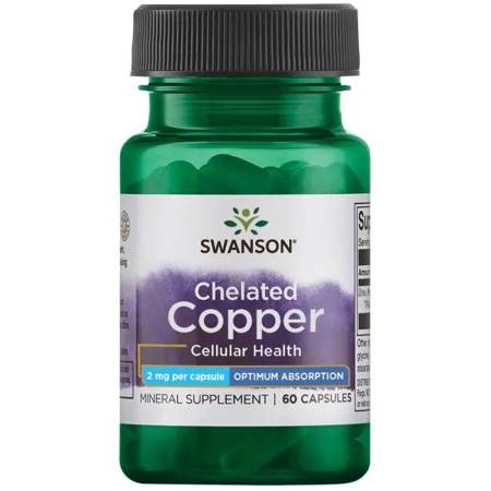Levně Swanson Copper Chelated (měď v chelátové vazbě), 2 mg, 60 kapslí