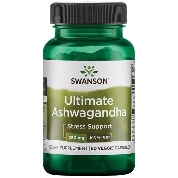 Levně Swanson Ashwagandha Extrakt Ultimate KSM-66, 250 mg, 60 rostlinných kapslí