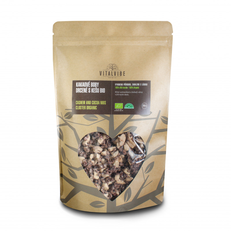 Vitalvibe Kakaové boby drcené s kešu BIO, 250g *CZ-BIO-001 certifikát