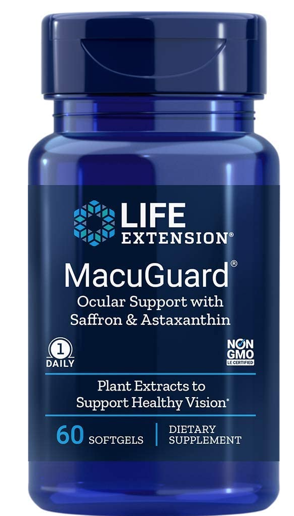 Levně Life Extension MacuGuard Ocular Support with Saffron & Astaxanthin, oční podpora, 60 kapslí