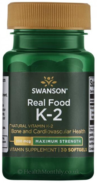 Levně Swanson Vitamin K2 jako MK-7, 200 mcg, 30 kapslí