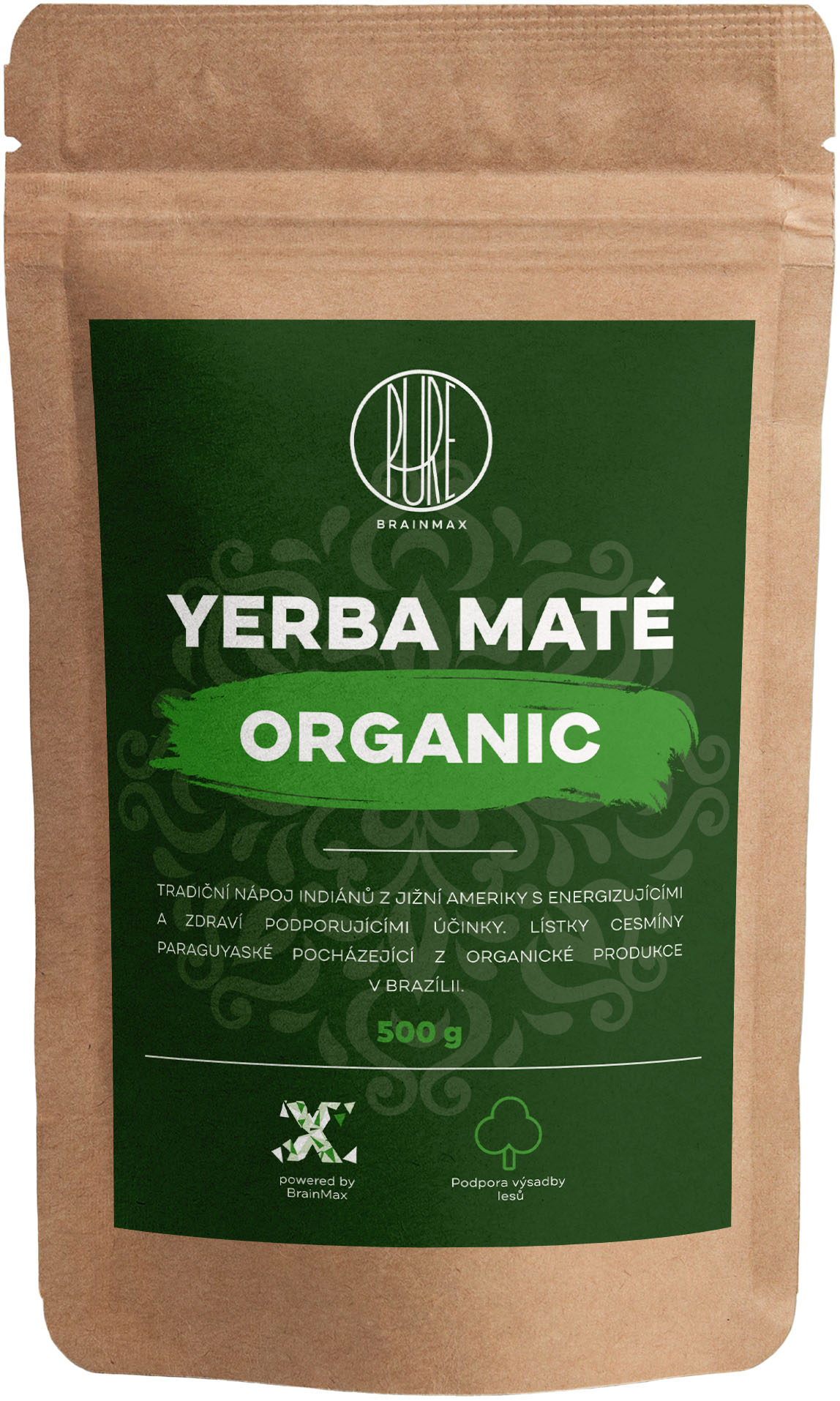 BrainMax Pure Organic Yerba Maté BIO, 500 g *CZ-BIO-001 certifikát