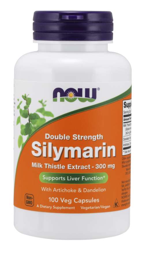 NOW Double Strength Silymarin milk thistle extract (extrakt z ostropestřce s artyčokem a pampeliškou), 300 mg, 100 rostlinných kapslí