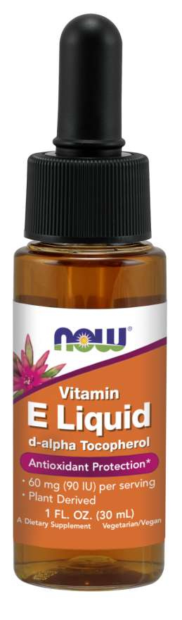 NOW Vitamin E Liquid 90 IU, Tekutý Vitamín E, 150 dávek, 30 ml.
