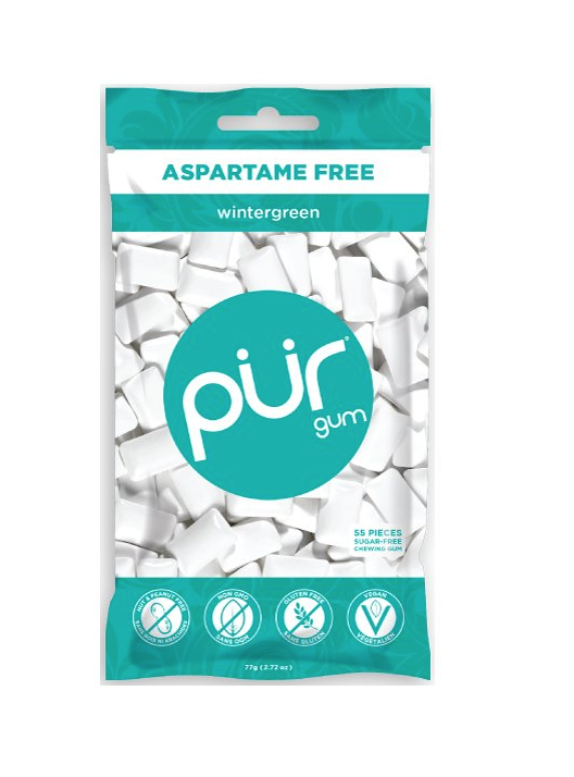 Levně PÜR přírodní žvýkačky bez Aspartamu, Wintergreen, 55ks