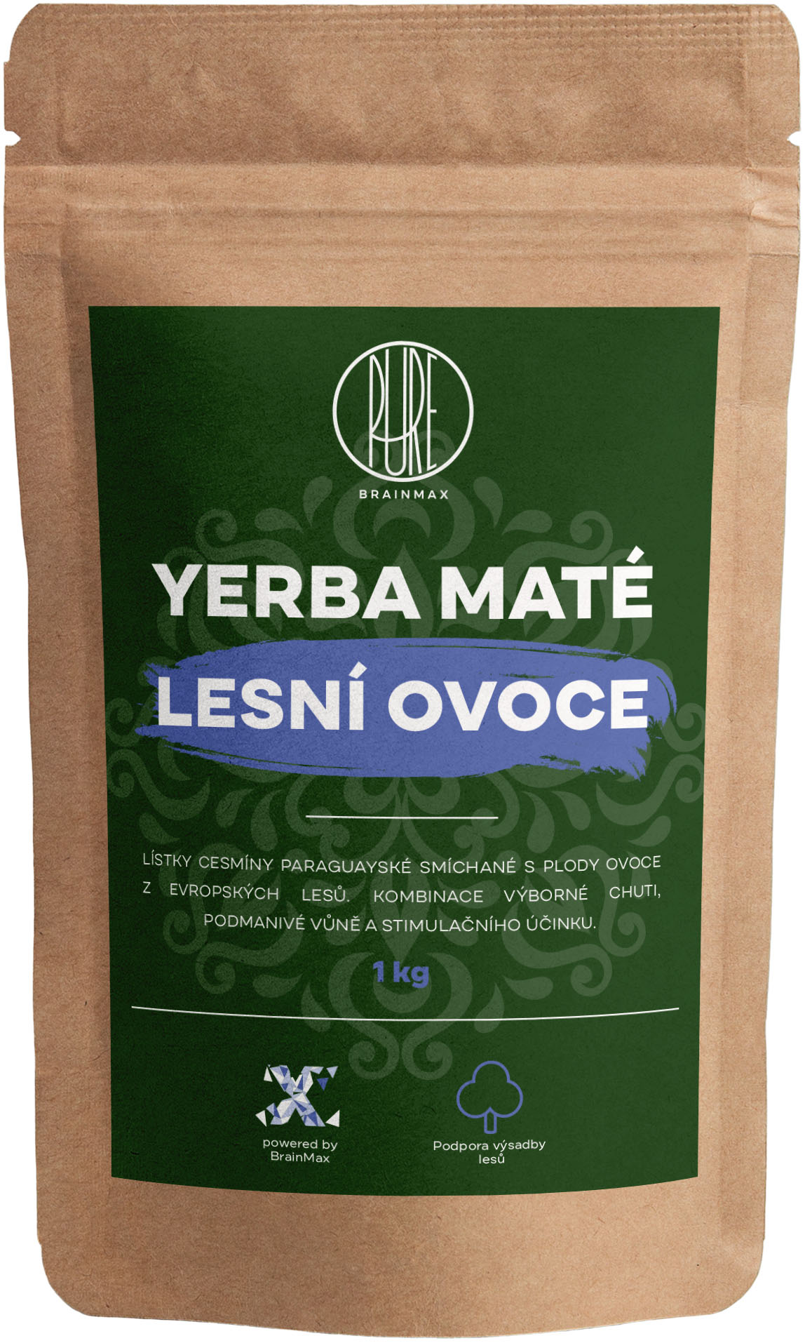 BrainMax Pure Yerba Maté, Lesní ovoce, 1000 g