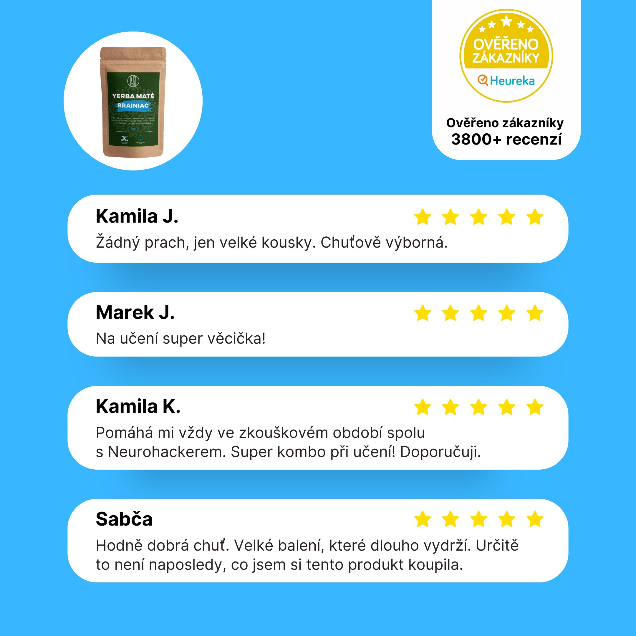 BrainMax Pure Yerba Maté, Brainiac, 1000 g Obrázek