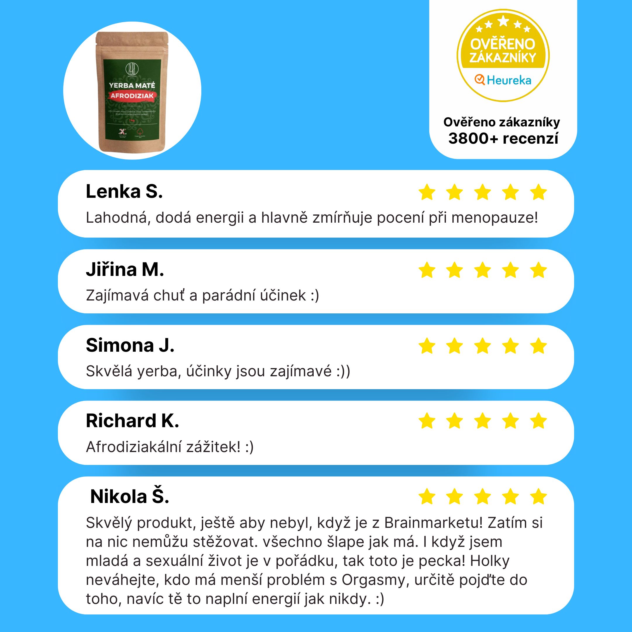 BrainMax Pure Yerba Maté, Afrodiziak, 1000 g Obrázek