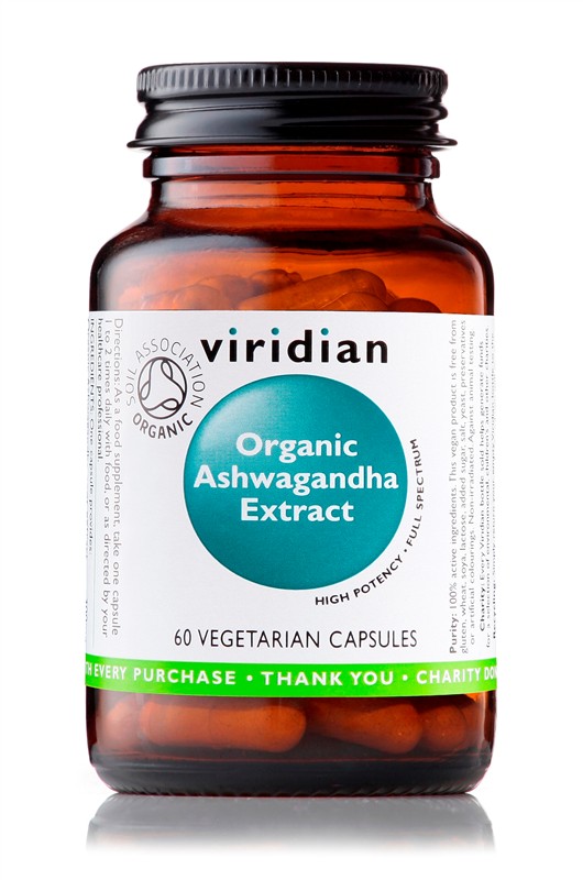 Viridian Ashwagandha Extract 60 kapslí Organic (indický ženšen KSM-66)