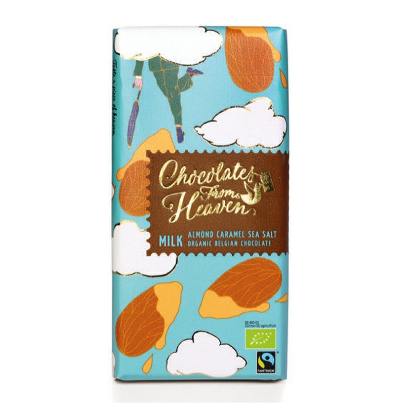 Levně Chocolates from Heaven - BIO mléčná čokoláda s karamel. mandlemi a mořskou solí 37%, 100g