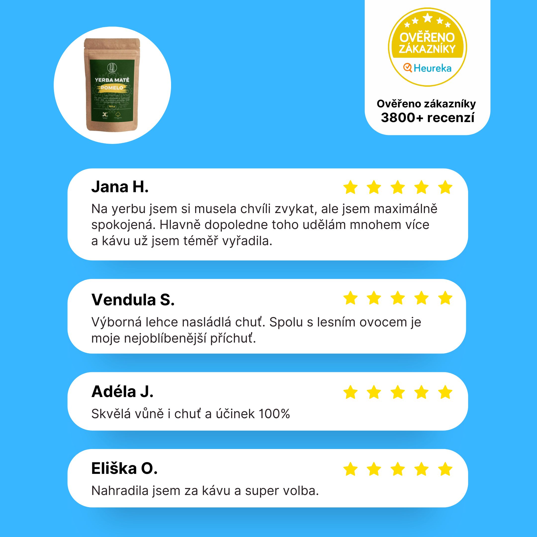 BrainMax Pure Yerba Maté, Pomelo, 500 g Obrázek