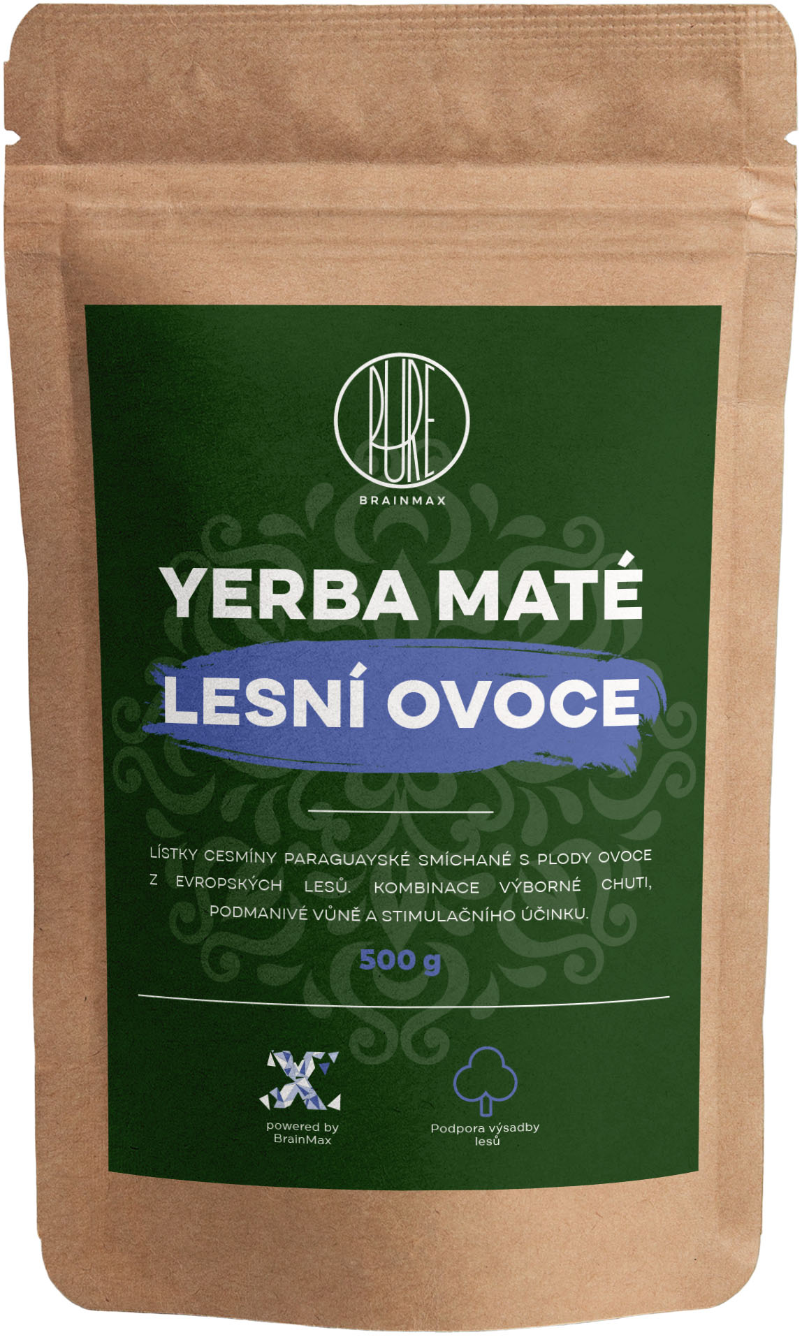 BrainMax Pure Yerba Maté, Lesní ovoce, 500 g