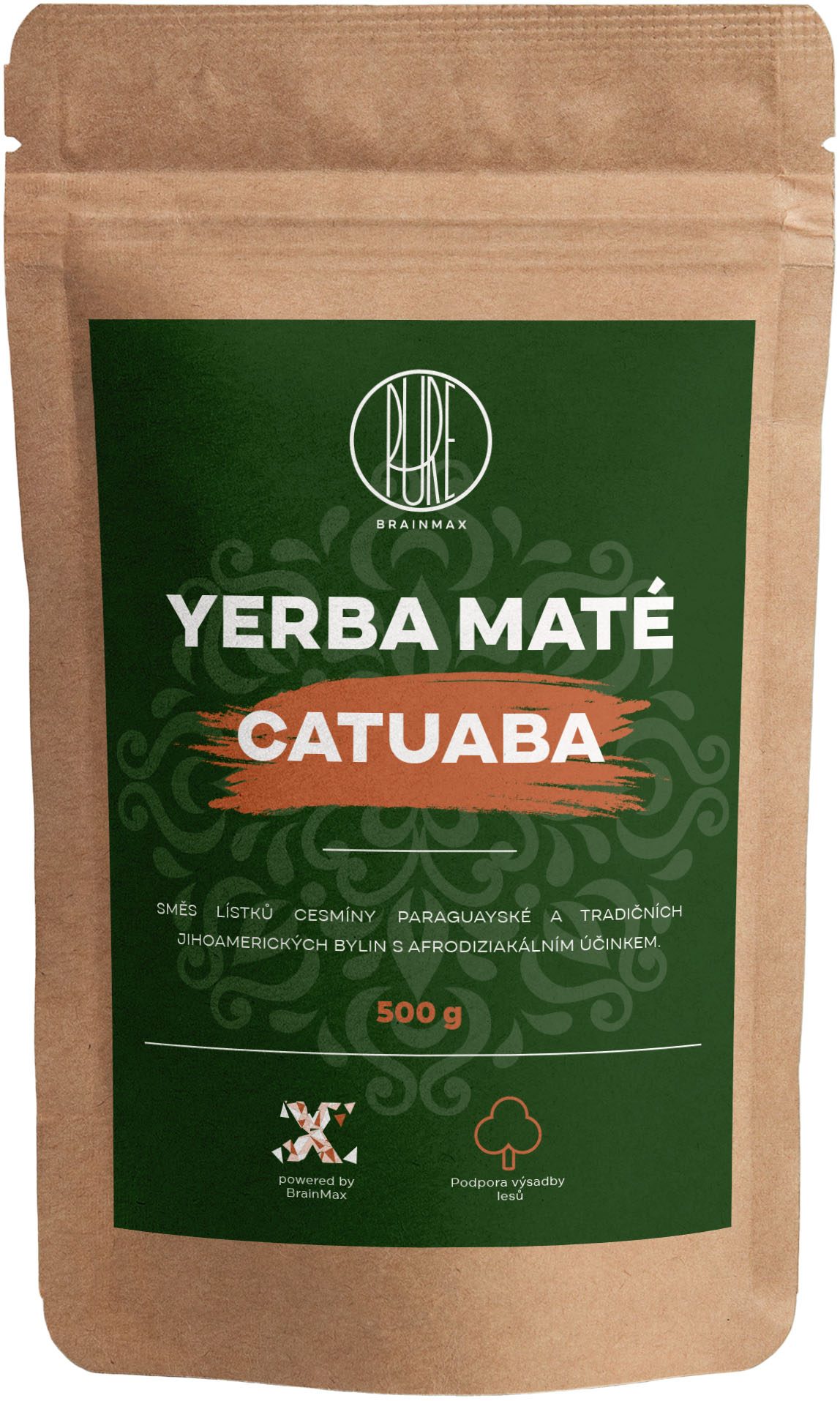 BrainMax Pure Yerba Maté, Catuaba, 500 g