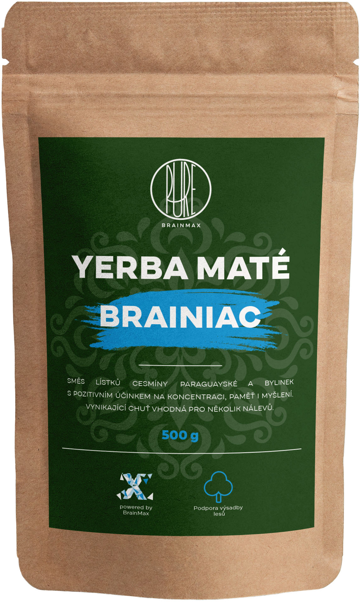 BrainMax Pure Yerba Maté, Brainiac, 500 g