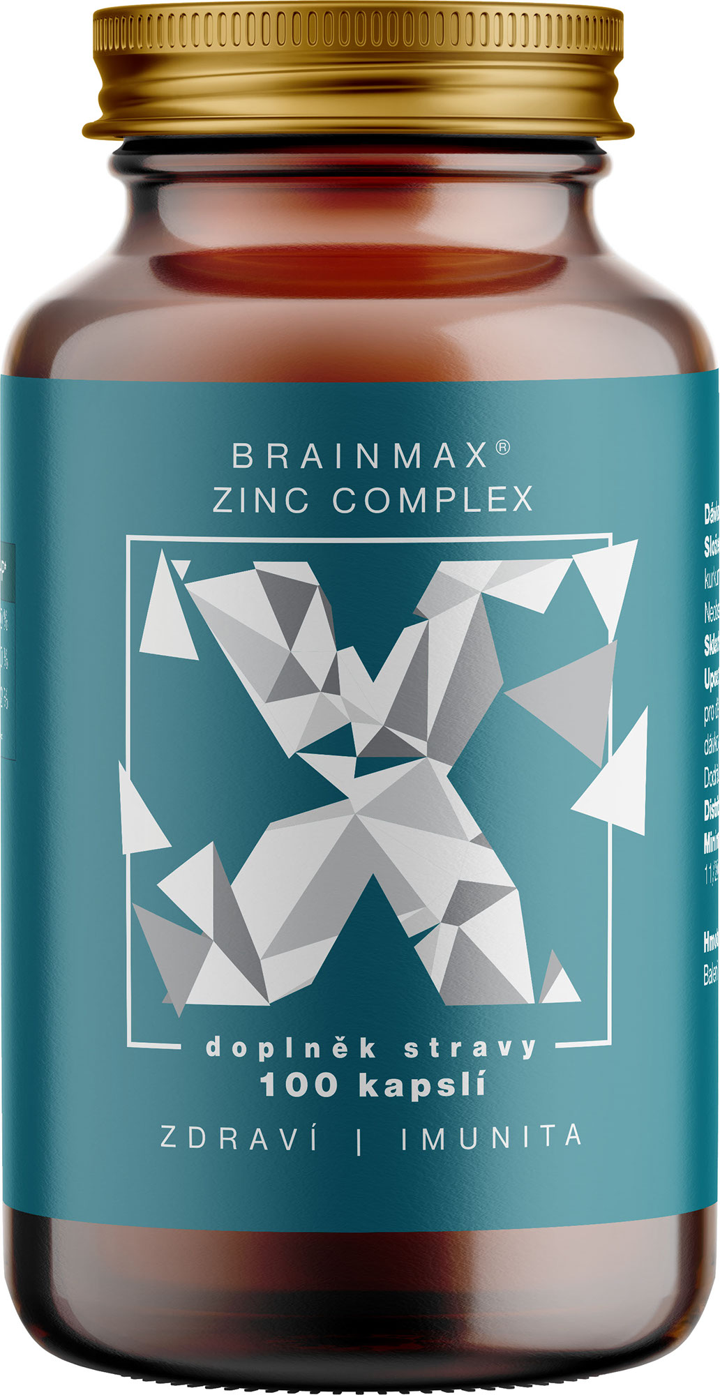 BrainMax Zinc Complex, Zinek, Selen, Měď a Kurkuma, 100 rostlinných kapslí Doplněk stravy