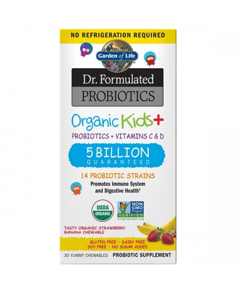 Levně Garden of life Dr. Formulated organická probiotika pro děti, jahoda a banán, 30 rostlinných kapslí