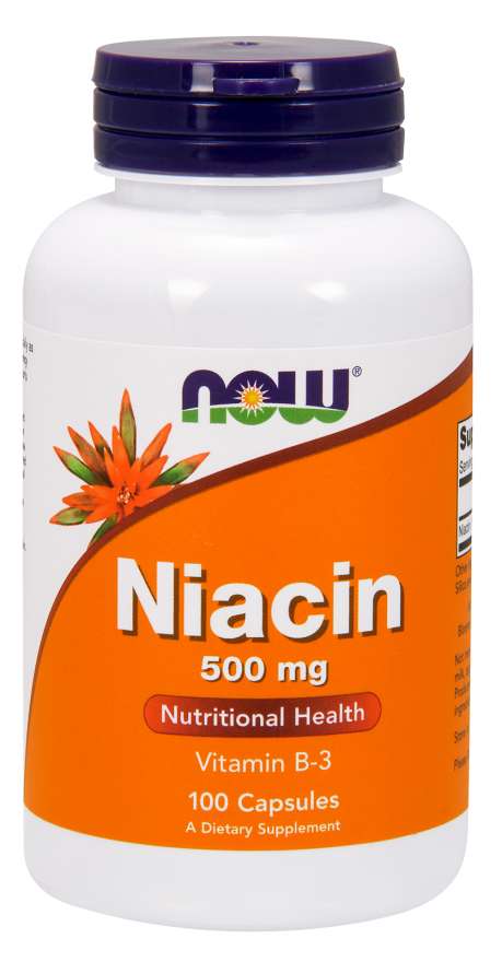 NOW Niacin (Vitamín B3), 500 mg, 100 kapslí
