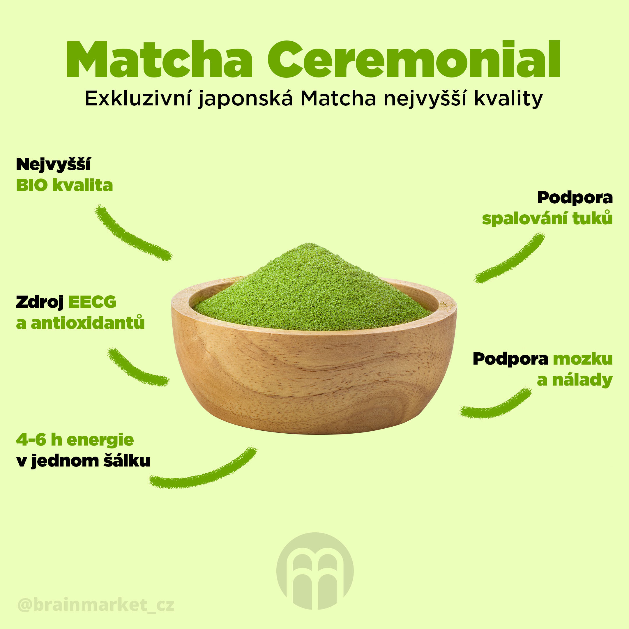 BrainMax Pure Matcha Ceremonial Japan BIO 50g Obrázek