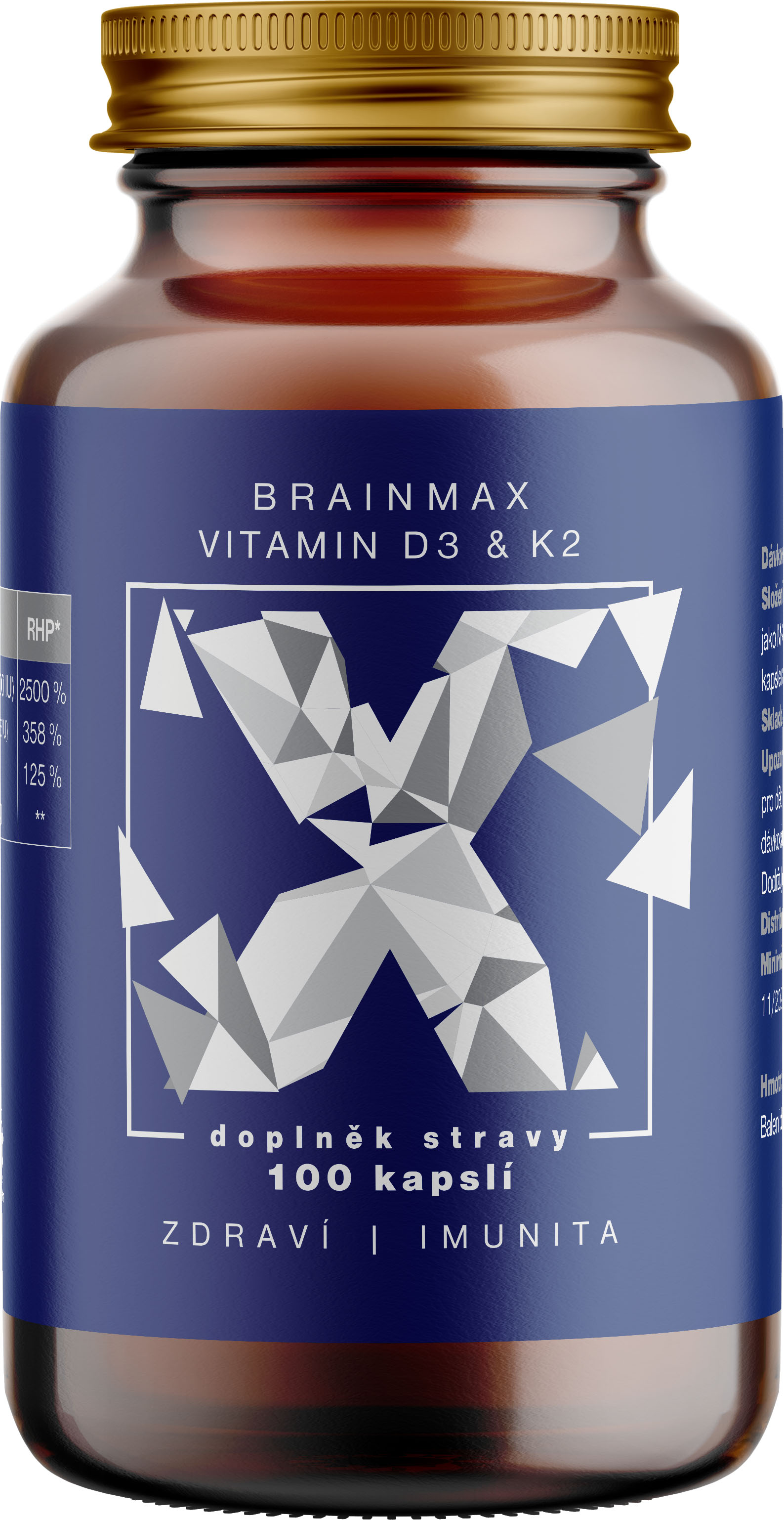 BrainMax Vitamin D3 & K2, D3 5000 IU / K2 jako MK7 all-trans K2VITAL®DELTA 150 mcg, 100 rostlinných kapslí Doplněk stravy