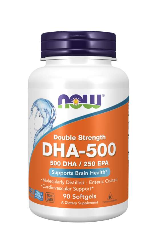 Levně Now® Foods NOW DHA-500, 500 DHA/250 EPA, Omega 3, 90 softgelových kapslí