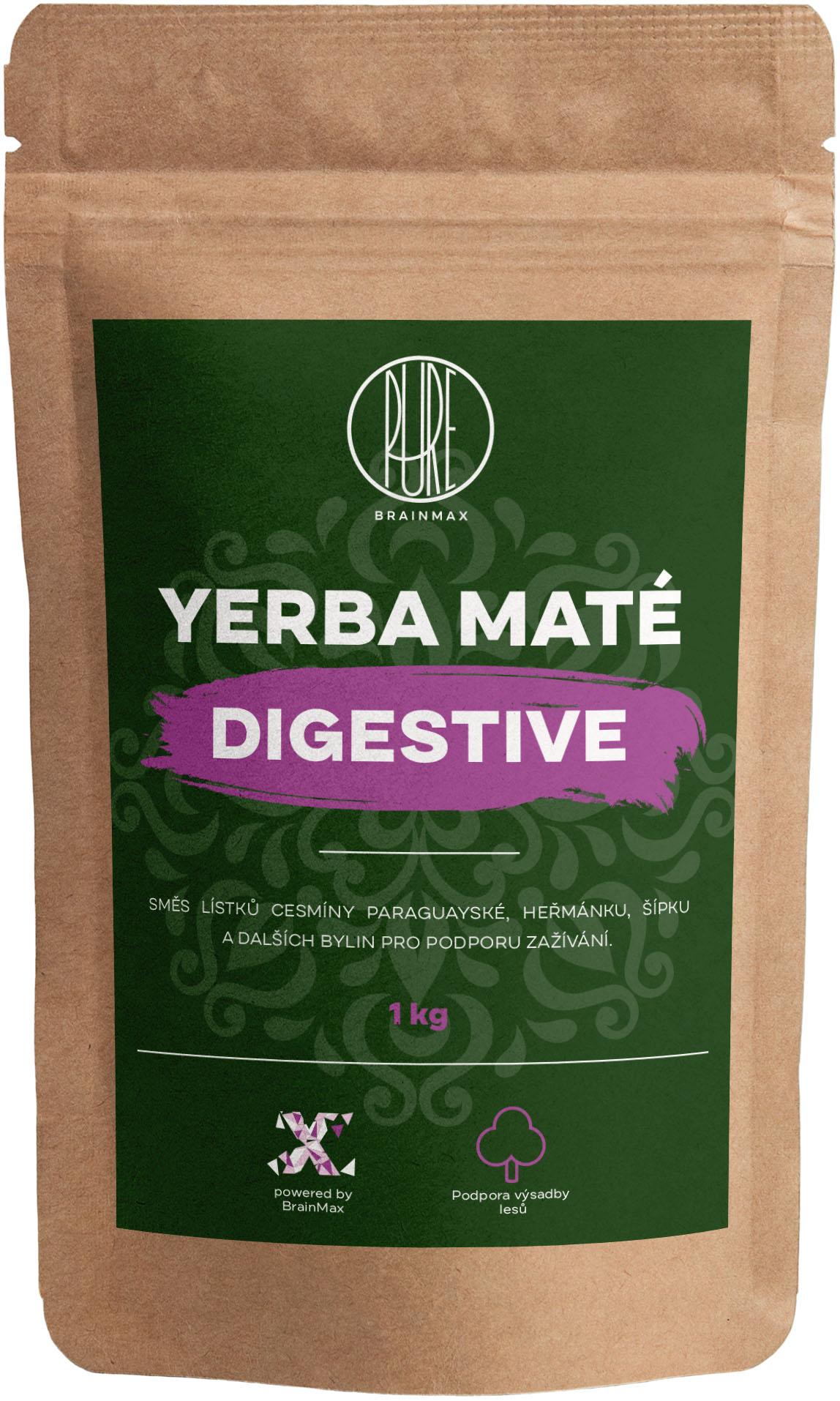 Levně BrainMax Pure Yerba Maté, Digestive, 1000 g