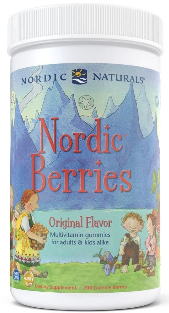 Nordic Naturals Nordic Berries Multivitamin pro Děti, Sladkokyselé, 200 gumových bonbónů Expirace: 2/2024