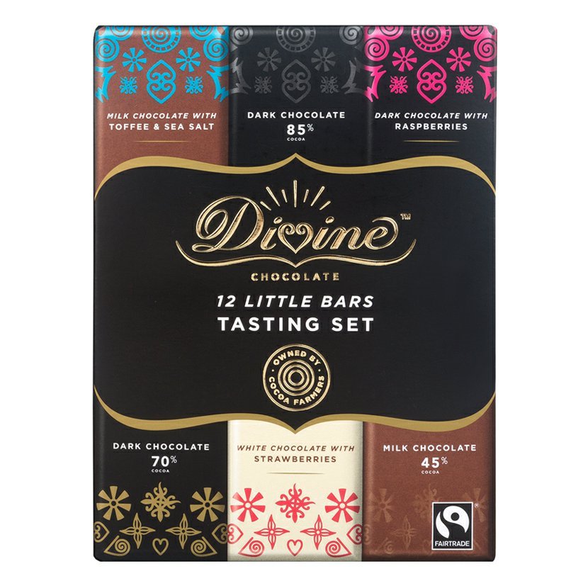 Levně Divine Chocolate Divine dárkové balení 12 čokolád, 6 příchutí, 180g