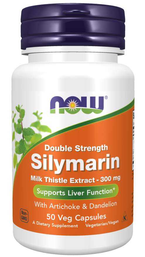 NOW Double Strength Silymarin milk thistle extract (extrakt z ostropestřce s artyčokem a pampeliškou), 300 mg, 50 rostlinných kapslí