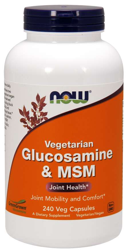 Now® Foods NOW Glucosamine & MSM Vegetarian (vegetariánský glukosamin a MSM), 240 rostlinných kapslí Obrázek