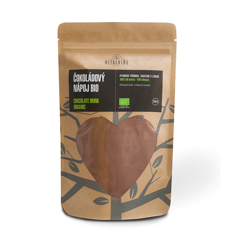 VitalVibe Čokoládový nápoj, prášek BIO, 250g Expirace 01/2022
