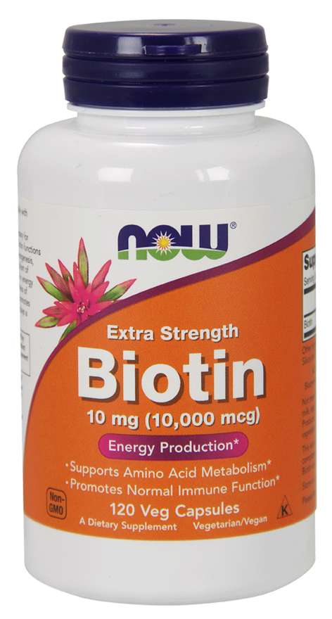 Now® Foods NOW Biotin, 10 mg Extra Strength, 120 rostlinných kapslí