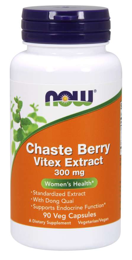 Levně Now® Foods NOW Chaste Berry Vitex Extract (Drmek obecný), 300 mg, 90 rostlinných kapslí