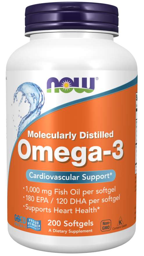 Levně Now® Foods NOW Omega-3, molekulárně destilované, 200 softgelových kapslí