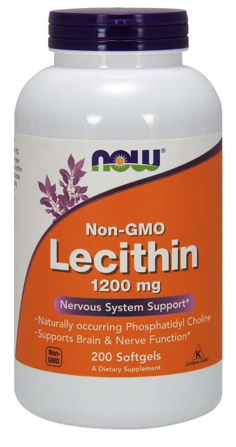 NOW Lecithin (lecitin), 1200 mg, 200 softgelových kapslí