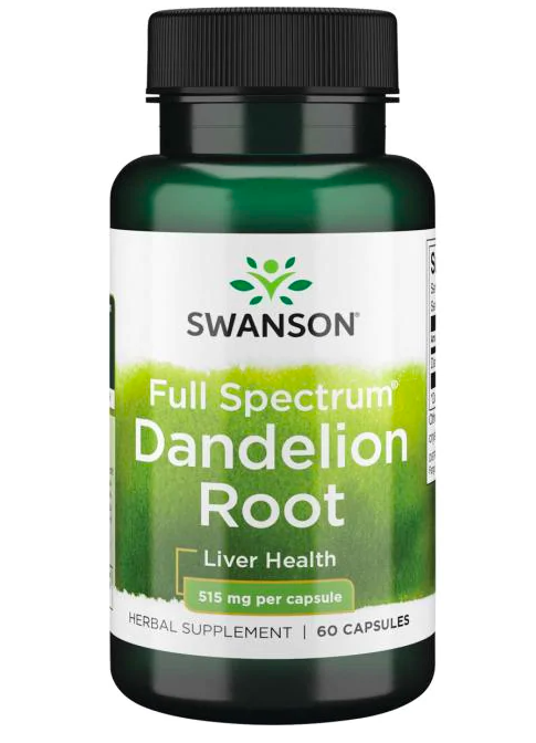 Levně Swanson Dandelion Root (Pampeliška kořen), 515 mg, 60 kapslí