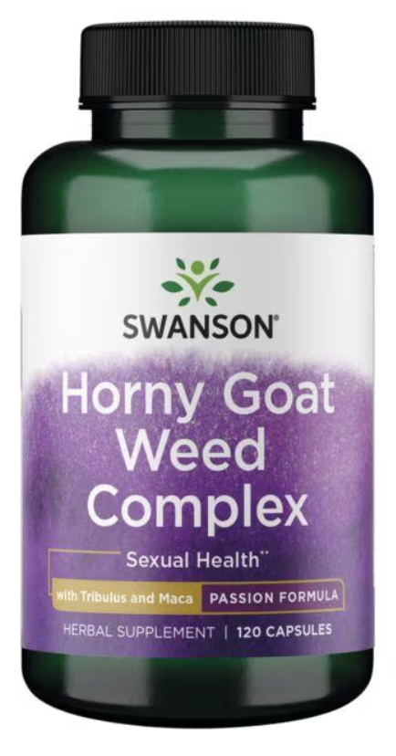 Swanson Horny Goat Weed Complex (Škornice extrakt s Kotvičníkem a Macou), 120 kapslí