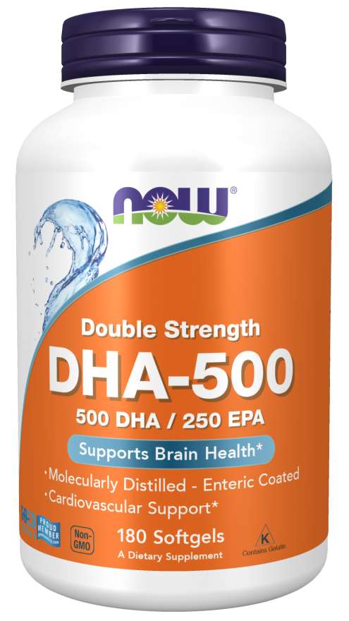 Levně Now® Foods NOW DHA-500, 500 DHA/250 EPA, Omega 3, 180 softgelových kapslí