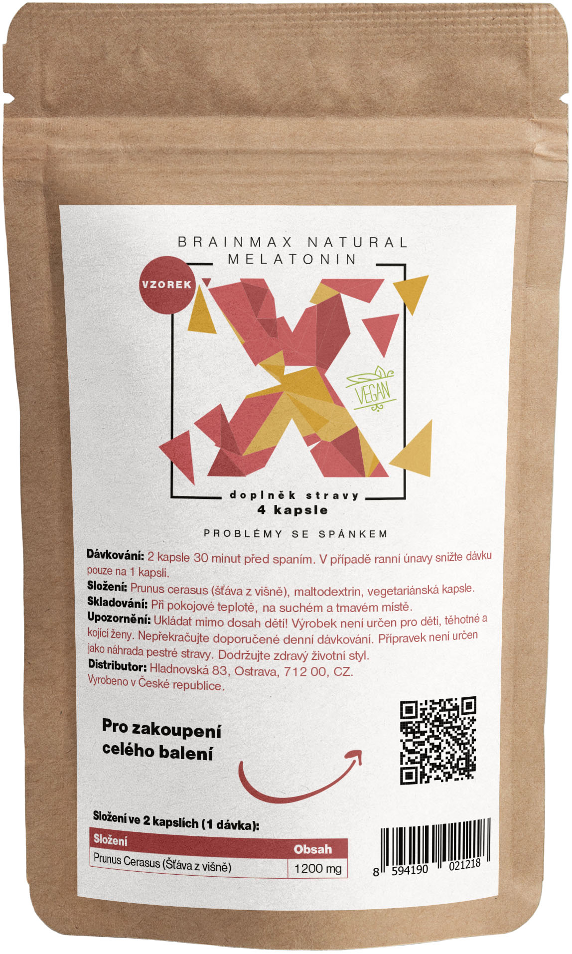 BrainMax Natural Melatonin vzorek