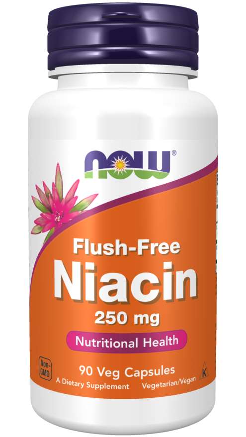 Levně Now® Foods NOW Niacin, Bez vedlejšího účinku zčervenání, 250 mg, 90 rostlinných kapslí