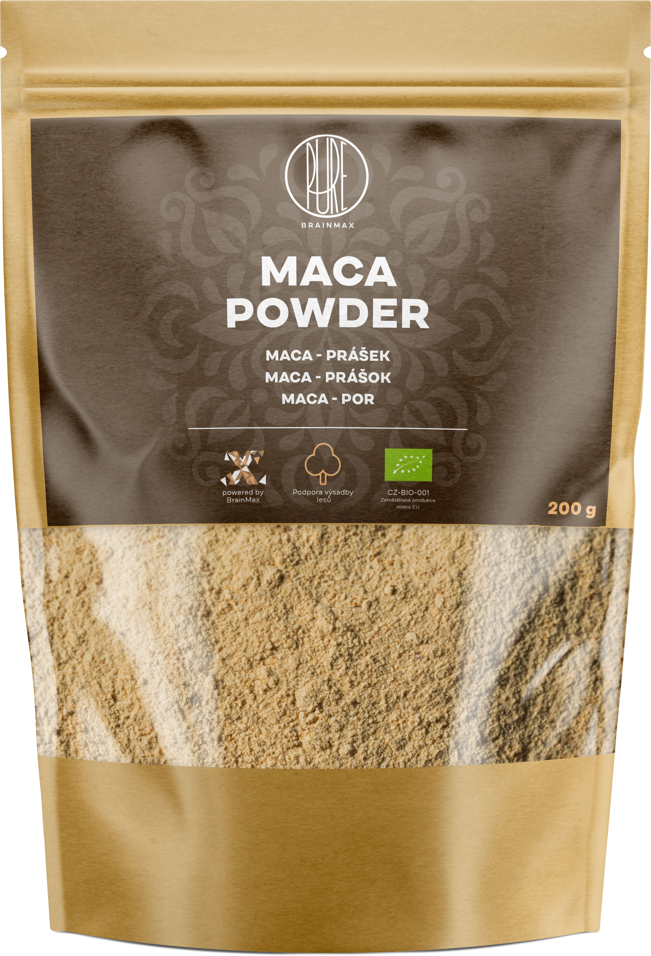 BrainMax Pure Maca Powder, Maca BIO prášek, 200 g *CZ-BIO-001 certifikát