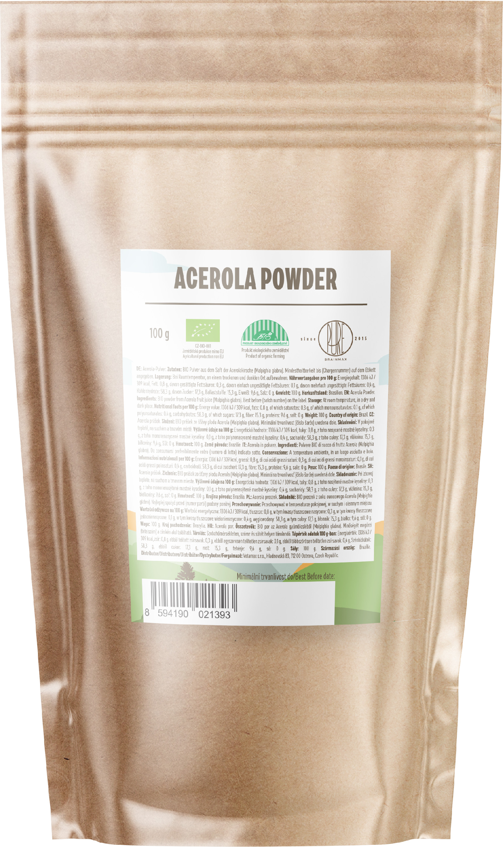 BrainMax Pure Acerola BIO prášek, 100 g Obrázek