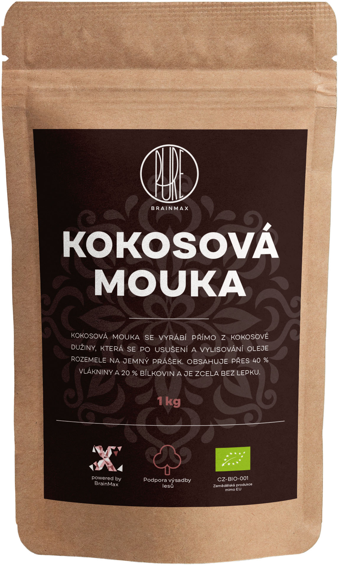 BrainMax Pure Kokosová mouka BIO, 1 kg *CZ-BIO-001 certifikát *CZ-BIO-001 certifikát