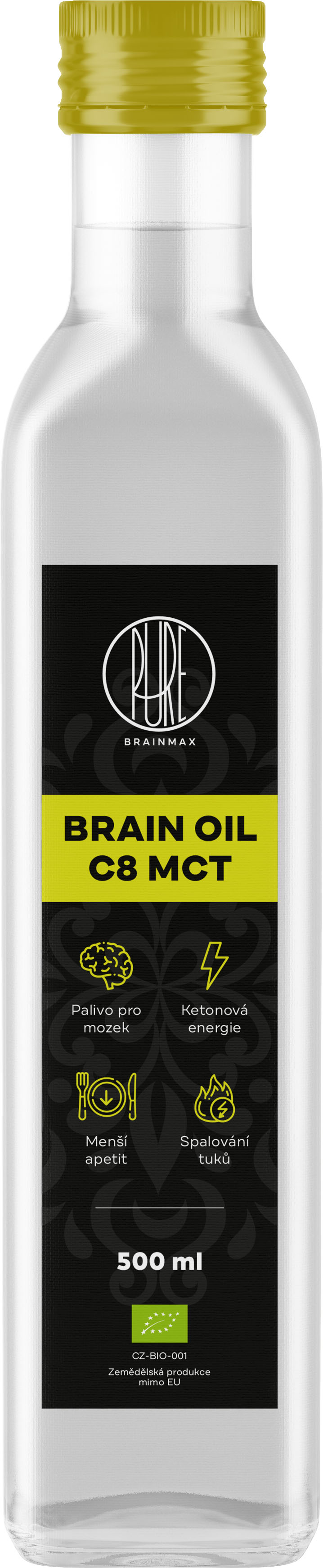 BrainMax Pure Brain MCT Oil C8 BIO, 500 ml *CZ-BIO-001 certifikát