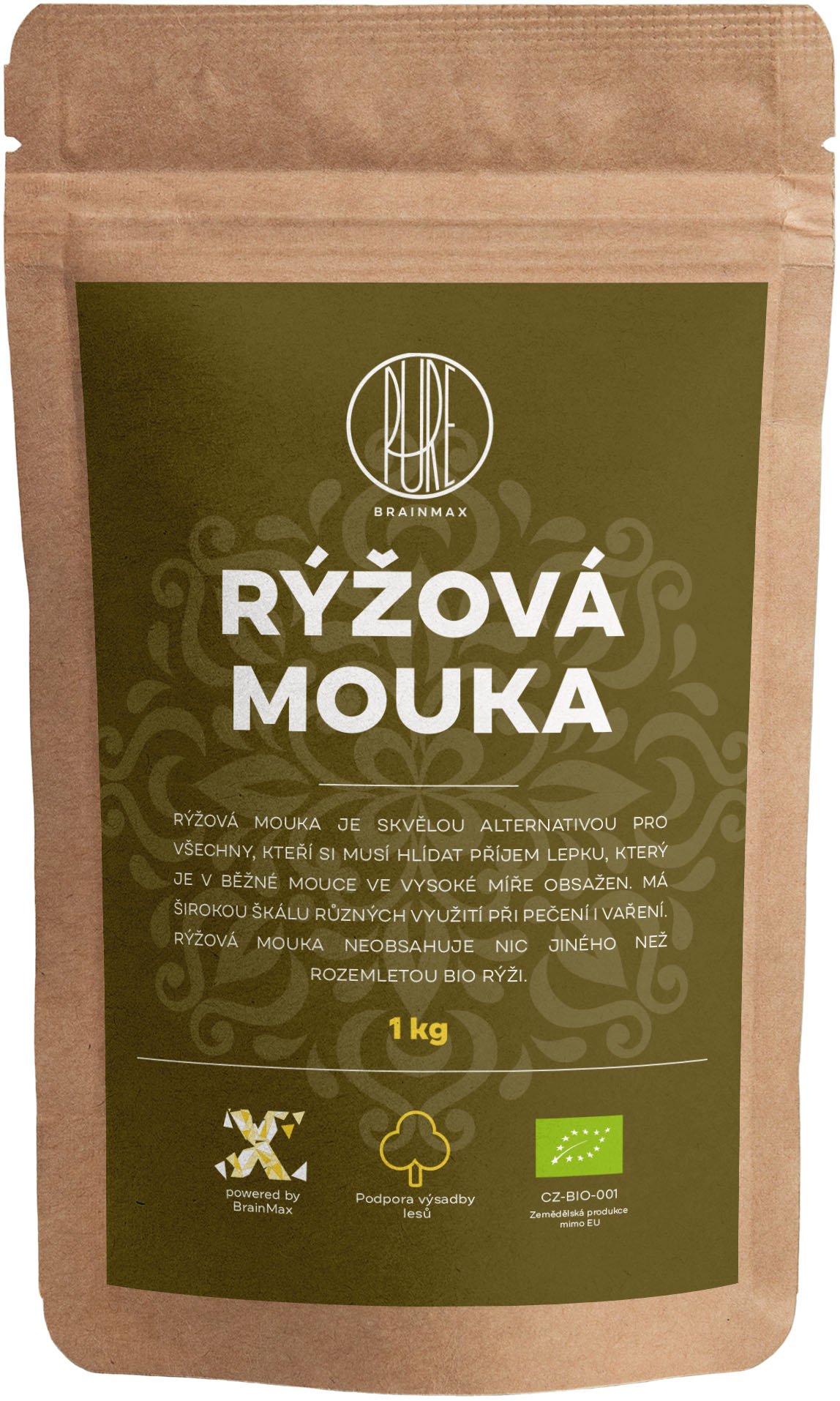 BrainMax Pure Rýžová mouka, bezlepková BIO, 1 kg *cz-bio-001 certifikát